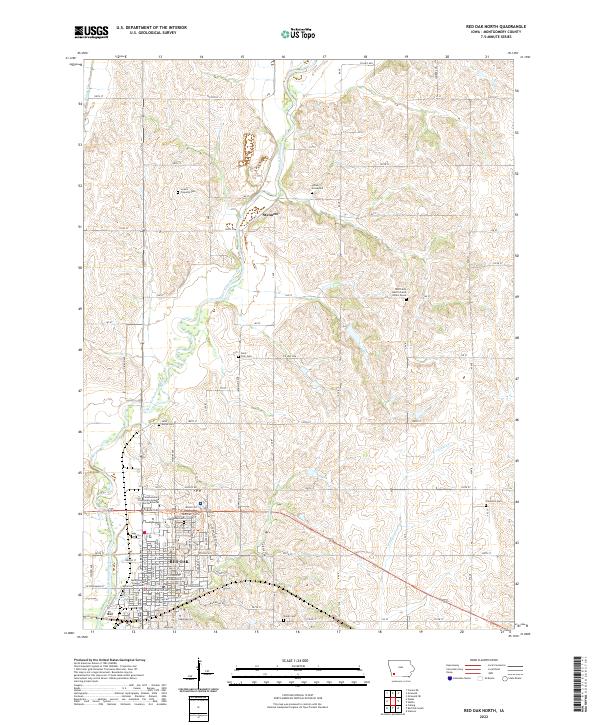 US Topo 7.5-minute map for Red Oak North IA