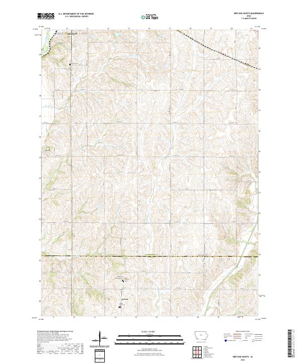 US Topo 7.5-minute map for Red Oak South IA