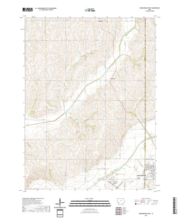 US Topo 7.5-minute map for Shenandoah West IA