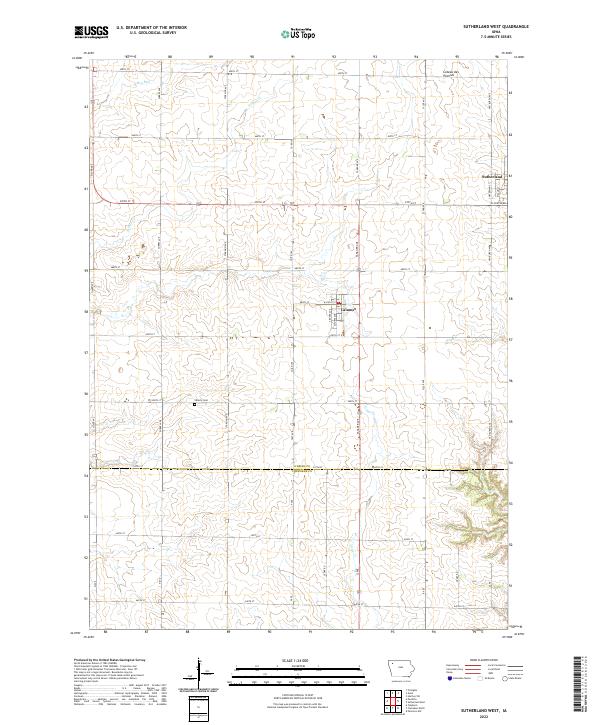 US Topo 7.5-minute map for Sutherland West IA