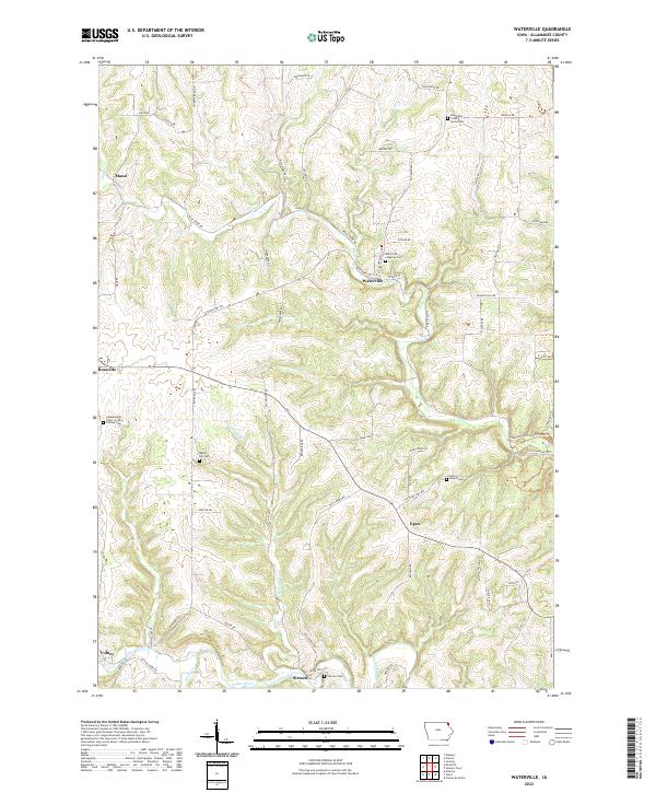 US Topo 7.5-minute map for Waterville IA