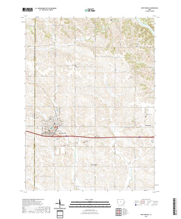 US Topo 7.5-minute map for West Branch IA