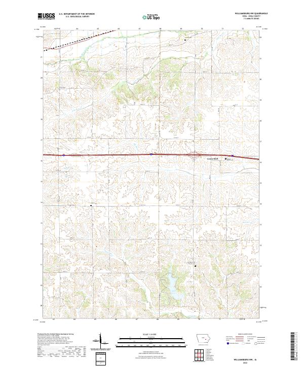 US Topo 7.5-minute map for Williamsburg NW IA