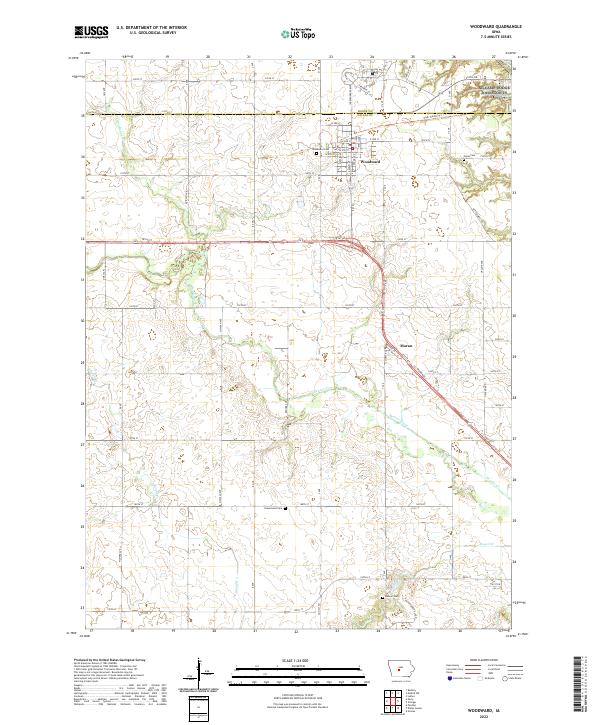 US Topo 7.5-minute map for Woodward IA