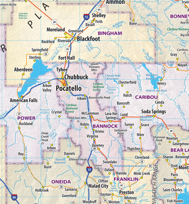 Idaho Wall Map by Topographic Maps