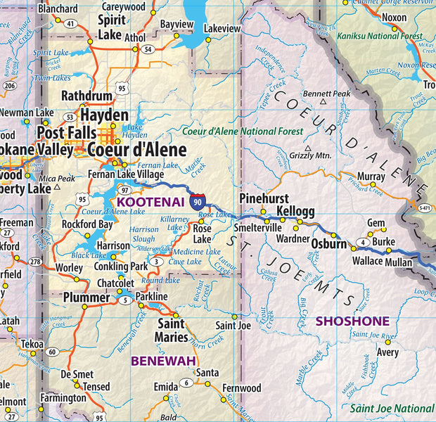 Idaho Wall Map by Topographic Maps