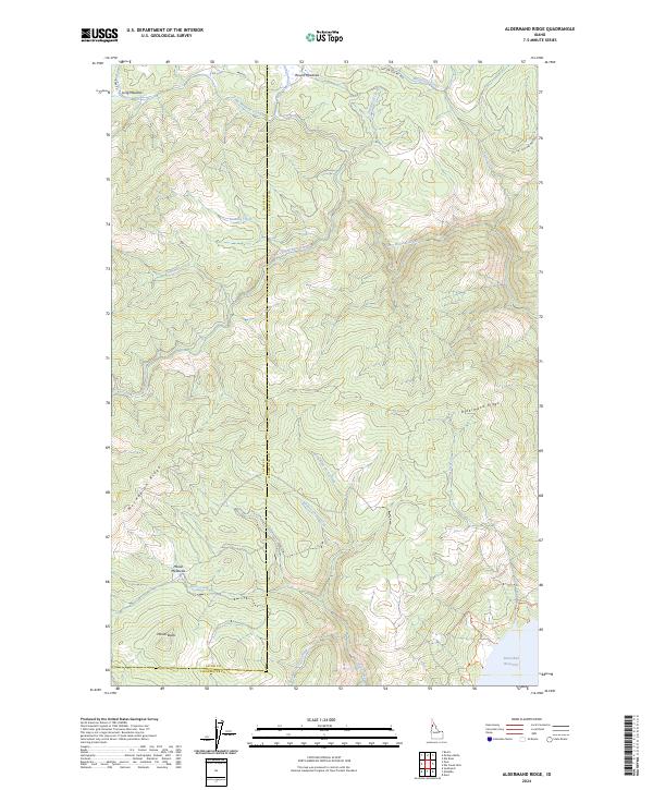 US Topo 7.5-minute map for Aldermand Ridge ID