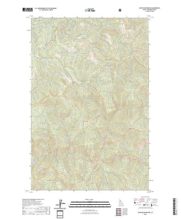 US Topo 7.5-minute map for Bathtub Mountain ID