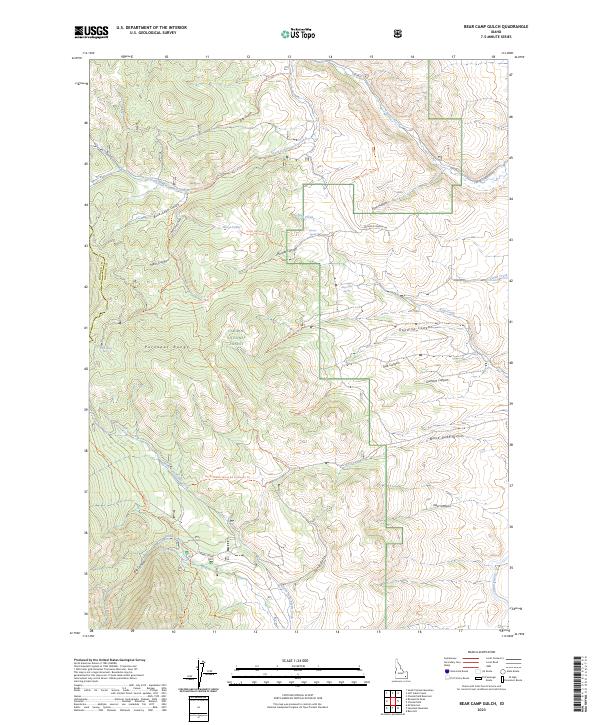 US Topo 7.5-minute map for Bear Camp Gulch ID