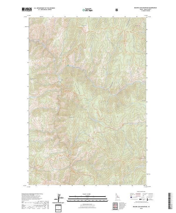 US Topo 7.5-minute map for Beaver Jack Mountain ID