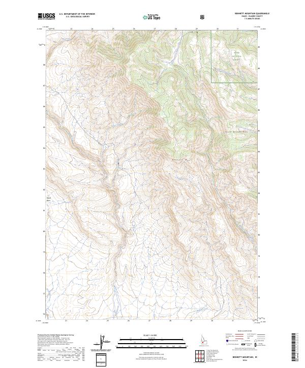 US Topo 7.5-minute map for Bennett Mountain ID