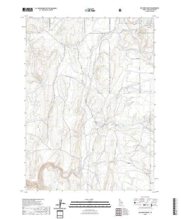 US Topo 7.5-minute map for Big Creek Ranch ID