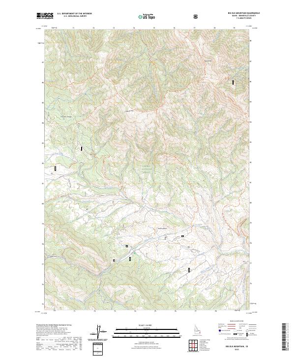 US Topo 7.5-minute map for Big Elk Mountain ID