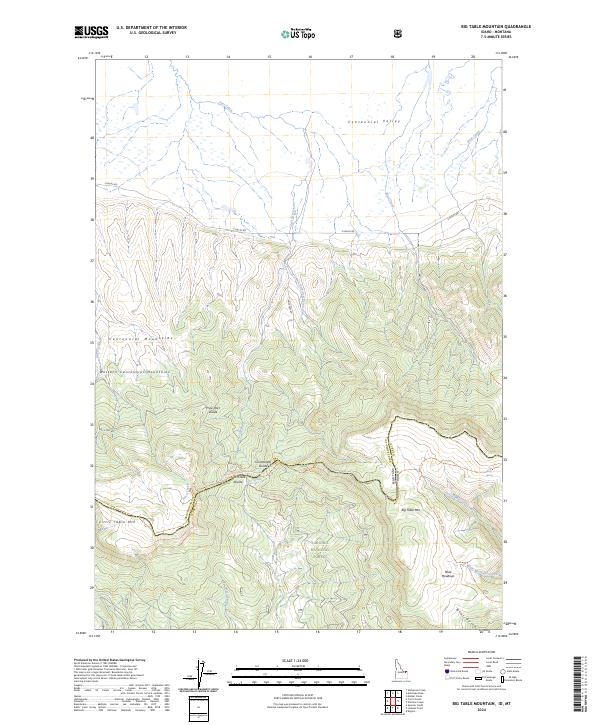 US Topo 7.5-minute map for Big Table Mountain IDMT