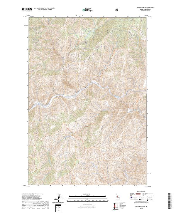 US Topo 7.5-minute map for Bighorn Crags ID