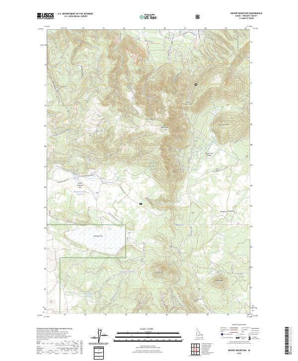 US Topo 7.5-minute map for Bishop Mountain ID