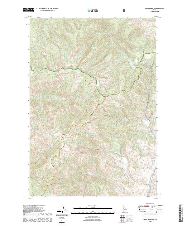 US Topo 7.5-minute map for Black Mountain ID