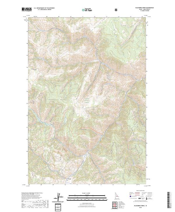 US Topo 7.5-minute map for Blackbird Creek ID