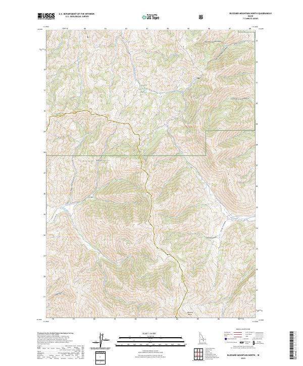 US Topo 7.5-minute map for Blizzard Mountain North ID