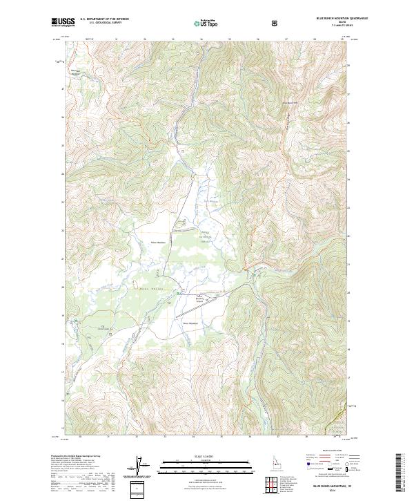 US Topo 7.5-minute map for Blue Bunch Mountain ID