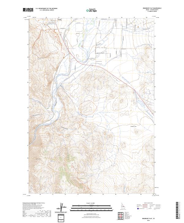 US Topo 7.5-minute map for Bradbury Flat ID