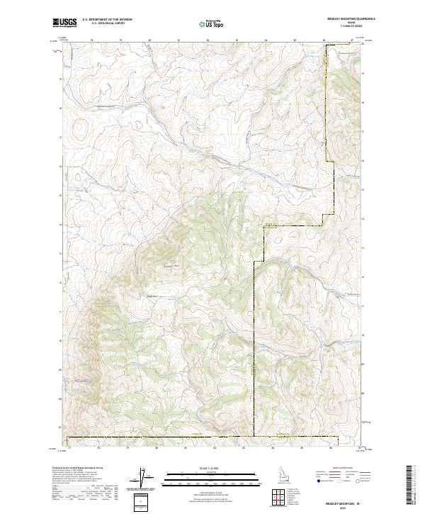 US Topo 7.5-minute map for Bradley Mountain ID