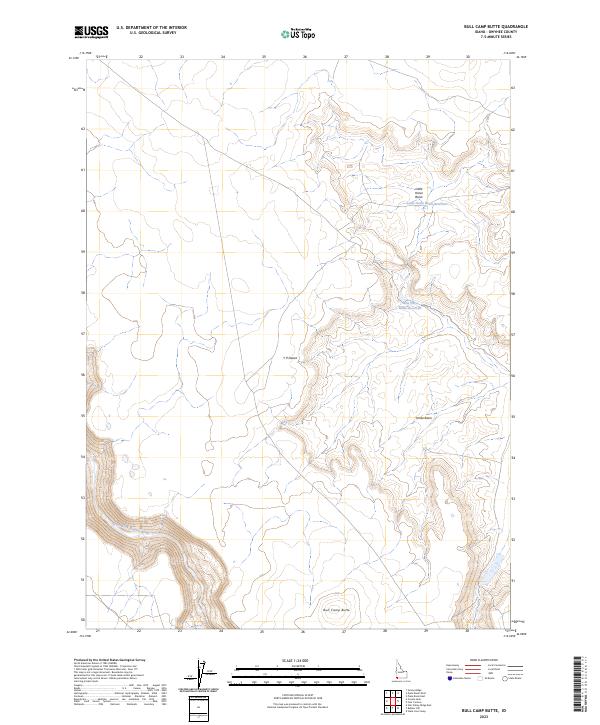 US Topo 7.5-minute map for Bull Camp Butte ID