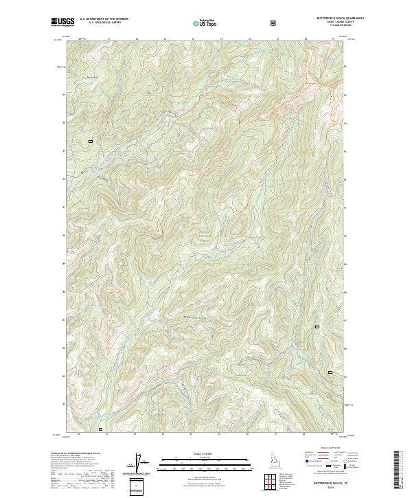 US Topo 7.5-minute map for Butterfield Gulch ID