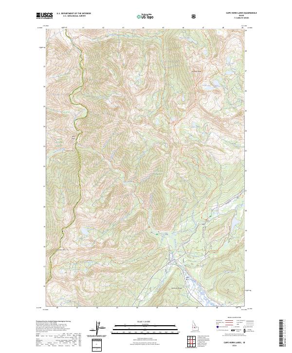 US Topo 7.5-minute map for Cape Horn Lakes ID