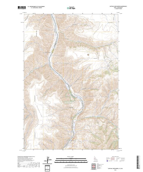 US Topo 7.5-minute map for Captain John Rapids IDWA