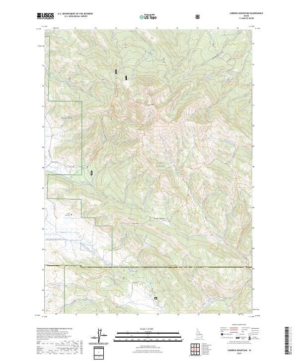 US Topo 7.5-minute map for Caribou Mountain ID