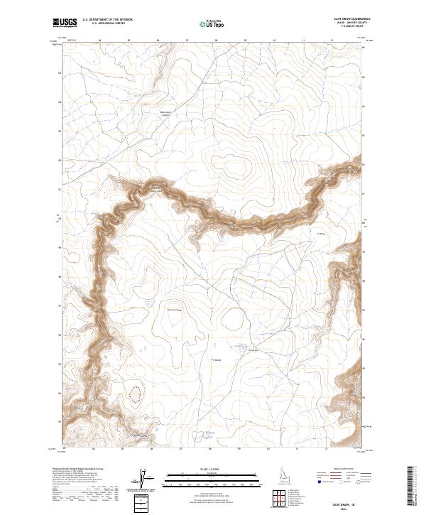 US Topo 7.5-minute map for Cave Draw ID