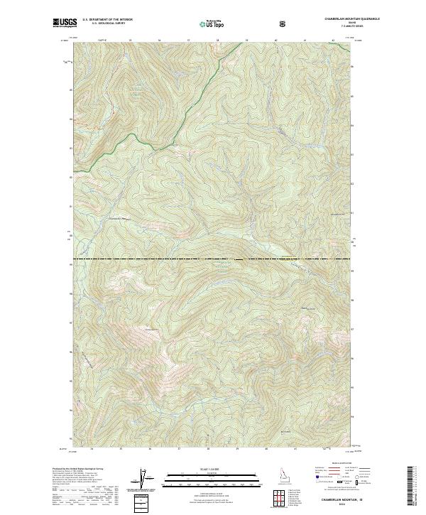 US Topo 7.5-minute map for Chamberlain Mountain ID