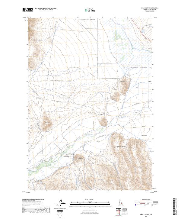 US Topo 7.5-minute map for Chilly Buttes ID