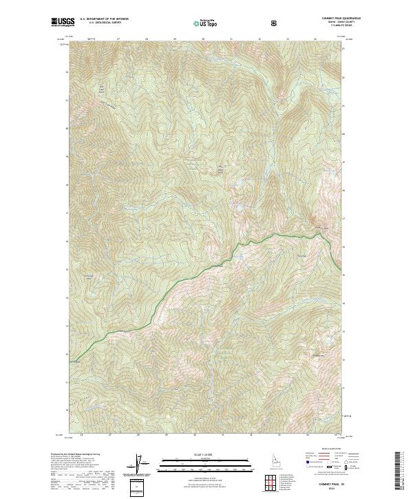 US Topo 7.5-minute map for Chimney Peak ID