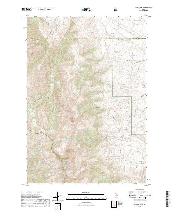 US Topo 7.5-minute map for Diamond Peak ID