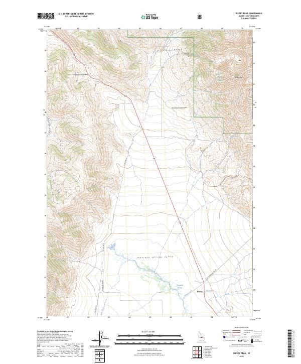 US Topo 7.5-minute map for Dickey Peak ID