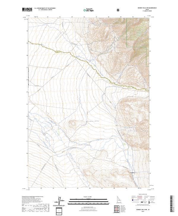 US Topo 7.5-minute map for Donkey Hills NW ID