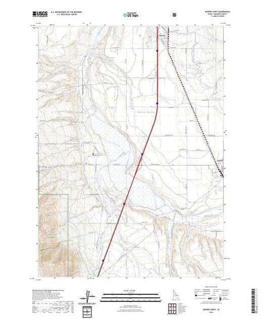 US Topo 7.5-minute map for Downey West ID – American Map Store