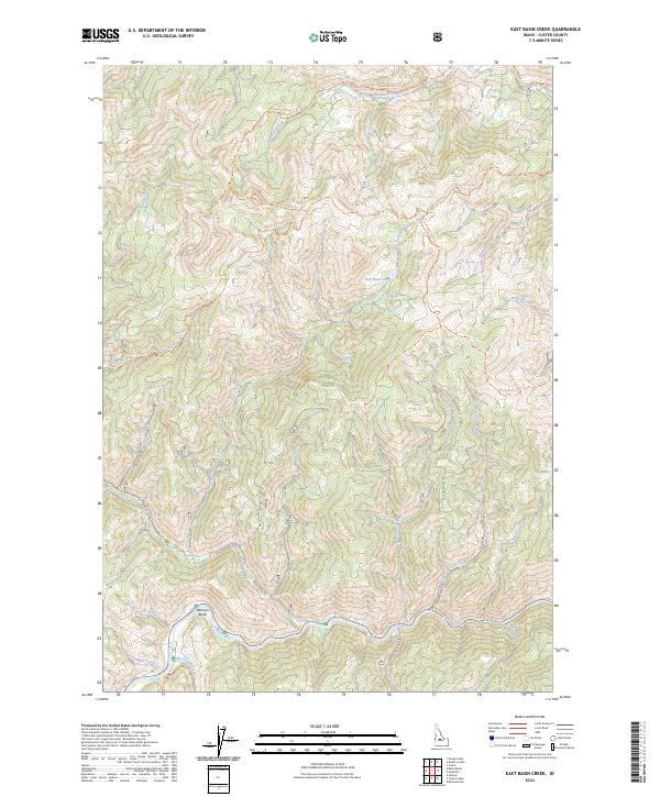 US Topo 7.5-minute map for East Basin Creek ID