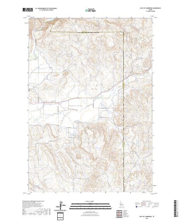 US Topo 7.5-minute map for East of Cambridge ID