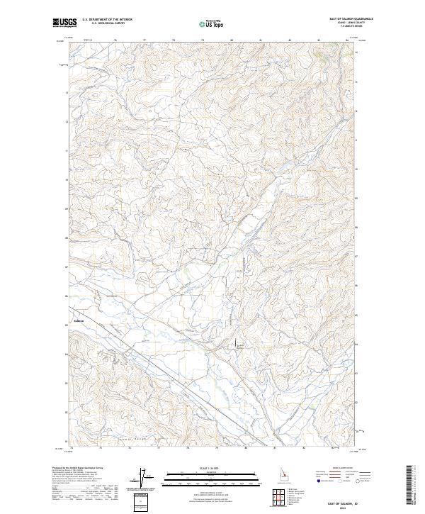 US Topo 7.5-minute map for East of Salmon ID