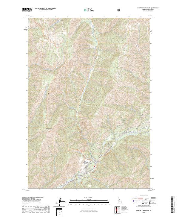 US Topo 7.5-minute map for Eightmile Mountain ID