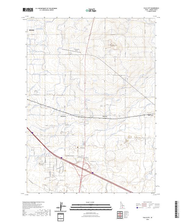 US Topo 7.5-minute map for Falls City ID