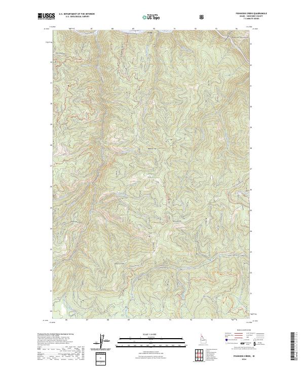 US Topo 7.5-minute map for Fishhook Creek ID