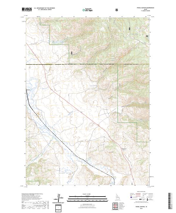 US Topo 7.5-minute map for Fossil Canyon ID