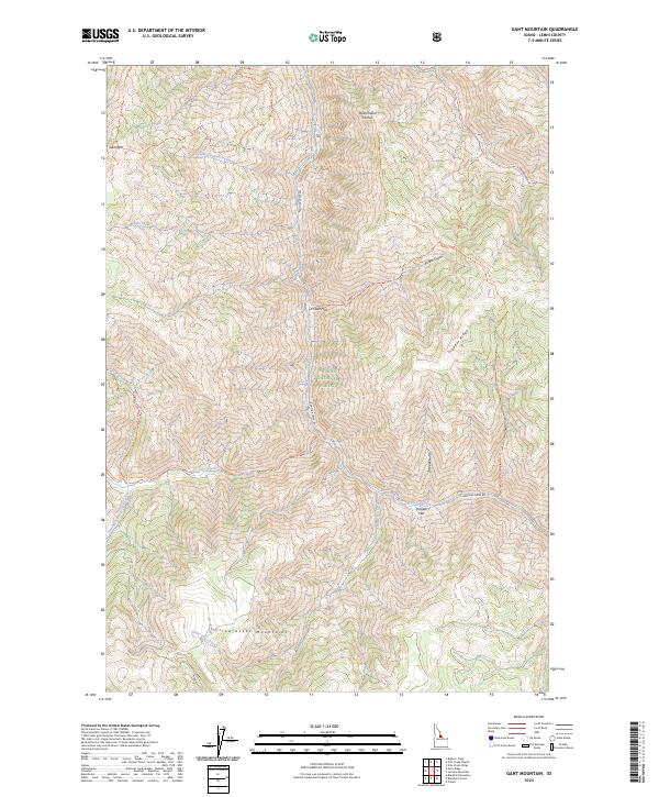 US Topo 7.5-minute map for Gant Mountain ID