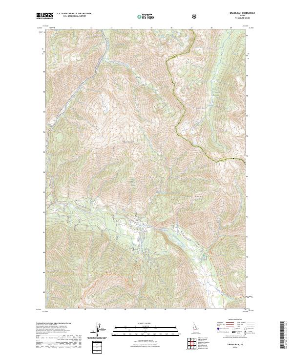 US Topo 7.5-minute map for Grandjean ID – American Map Store