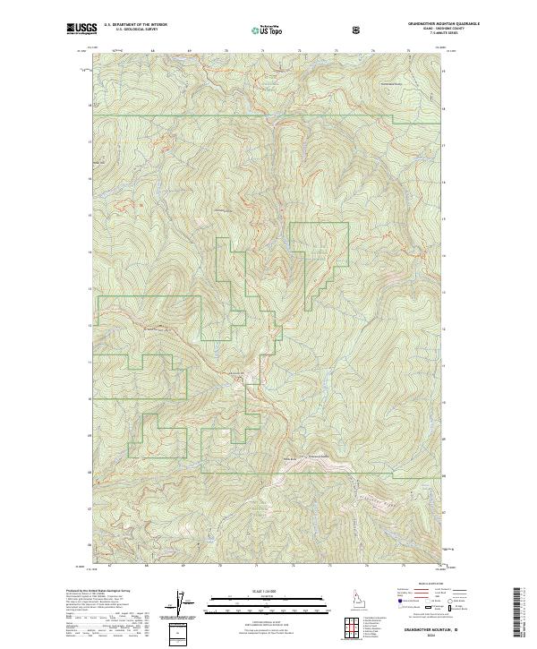 US Topo 7.5-minute map for Grandmother Mountain ID