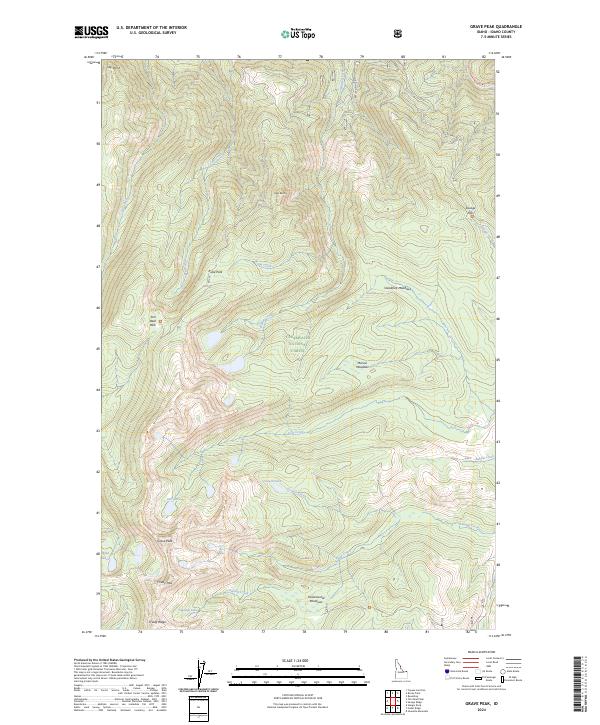 US Topo 7.5-minute map for Grave Peak ID